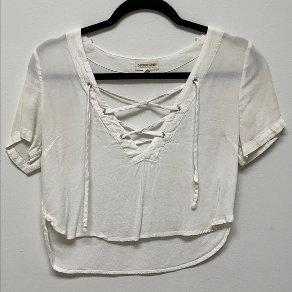 Cotton Candy white crop top. Small